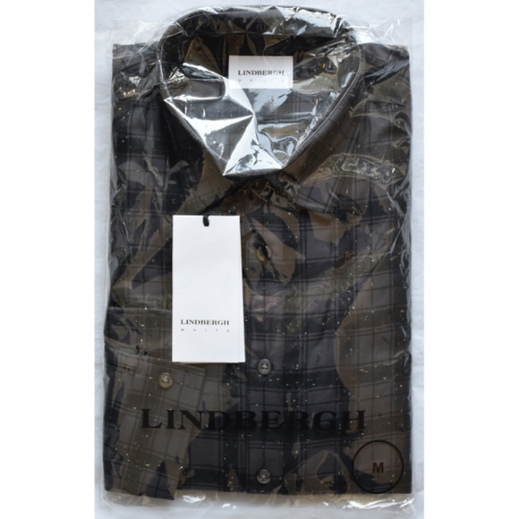 LINDBERGH NWT FIT CHECKED SLUB COTTON L/S BUTTON-UP GREY SHIRT. SIZE M - Picture 8 of 8